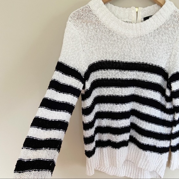 H&M Striped Knit Sweater Navy Blue White M - Picture 5 of 7